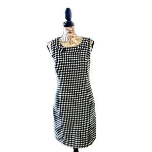 Ann Taylor Loft Black White Houndstooth Sleeveless Dress 6P Elegant Professional